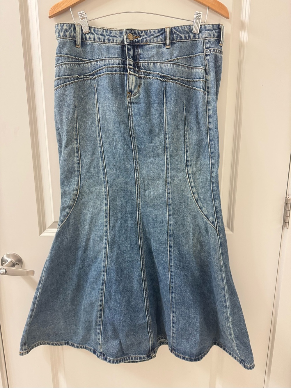 BDG Kendall Denim Maxi Skirt Flare Mermaid Blue Jean Y2K 90s Boho Women Sz L